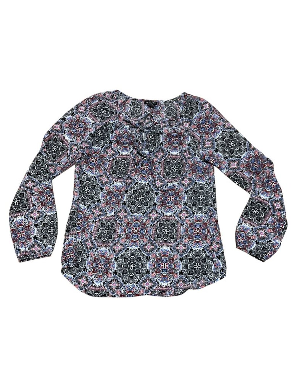 Stoosh Multicolor Long Sleeve Blouse Sz M Polyester Mandala Print Long Sleeve